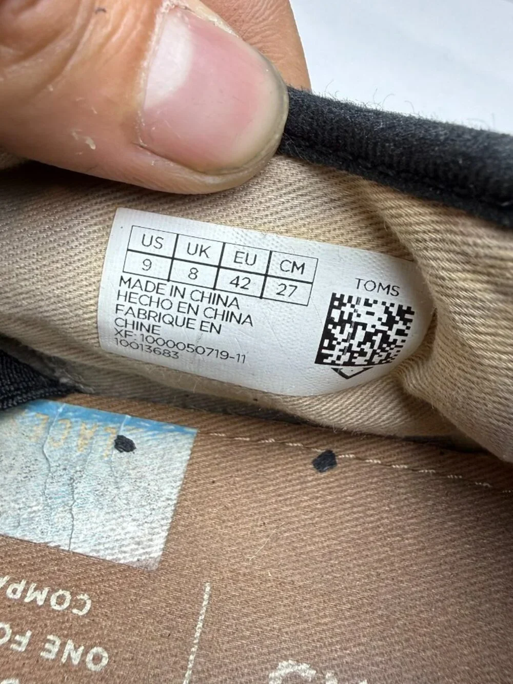 Men's TOMS Black Canvas Casual Lace-Up Sneakers Shoes Size 9 US (EU 42)